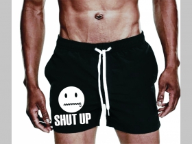 Shut Up!  - plavky s mot&iacute;vom - plavkov&eacute; p&aacute;nske kraťasy s pohodlnou gumou v p&aacute;se a &scaron;n&uacute;rkou na dotiahnutie vhodn&eacute; aj ako klasick&eacute; kraťasy na voľn&yacute; čas